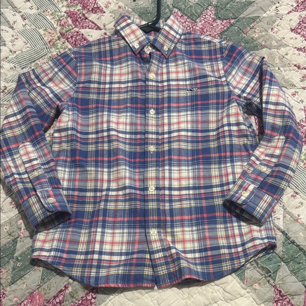 Vineyard Vines Navy and Red Checkered Shirt